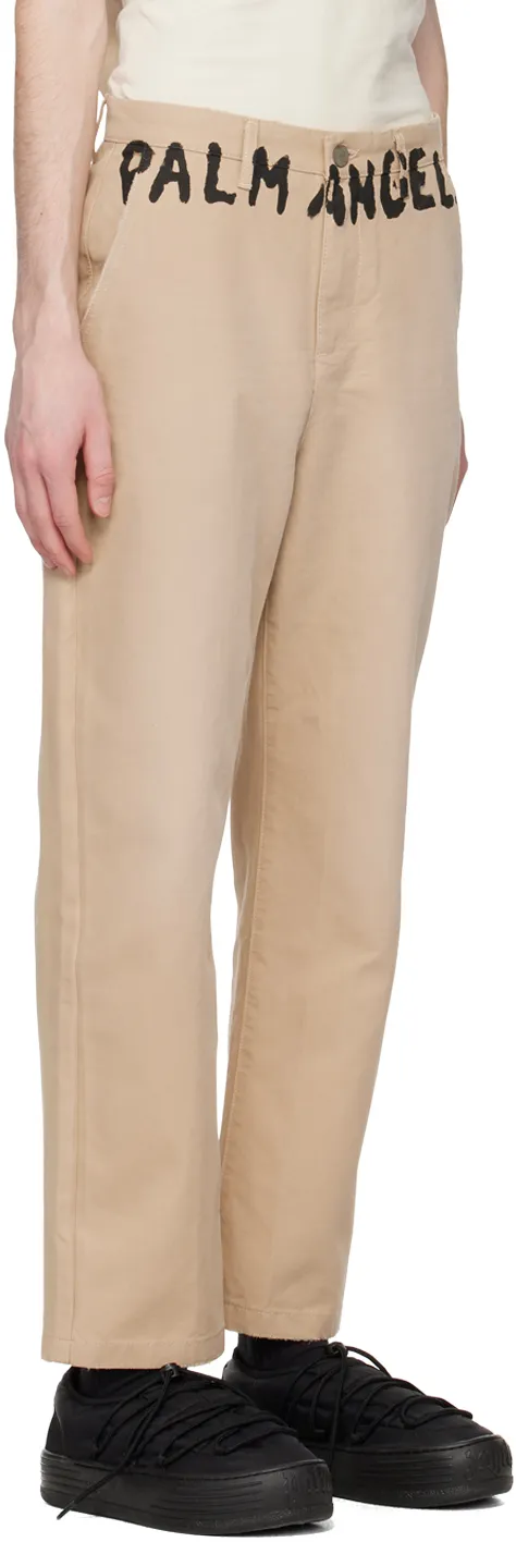 Palm Angels Logo Printed Straight Leg Pants
