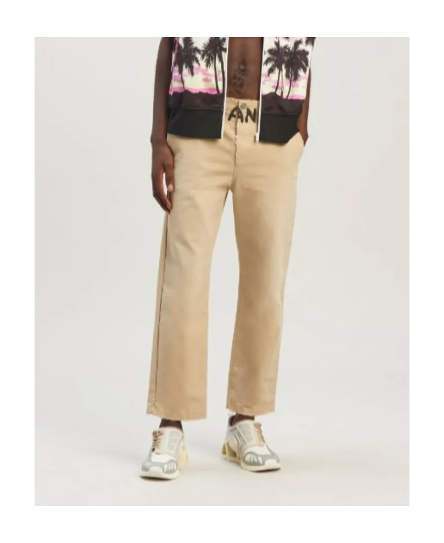 Palm Angels Logo Printed Straight Leg Pants