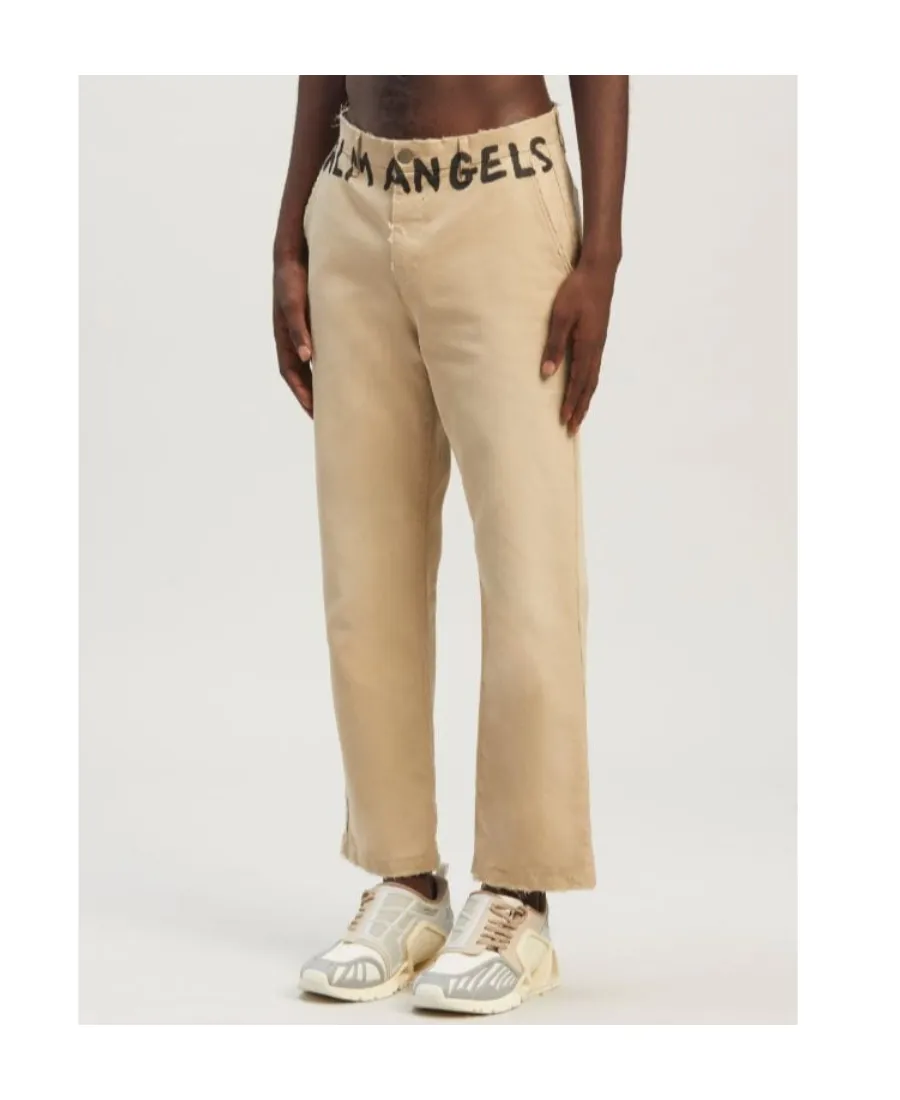 Palm Angels Logo Printed Straight Leg Pants