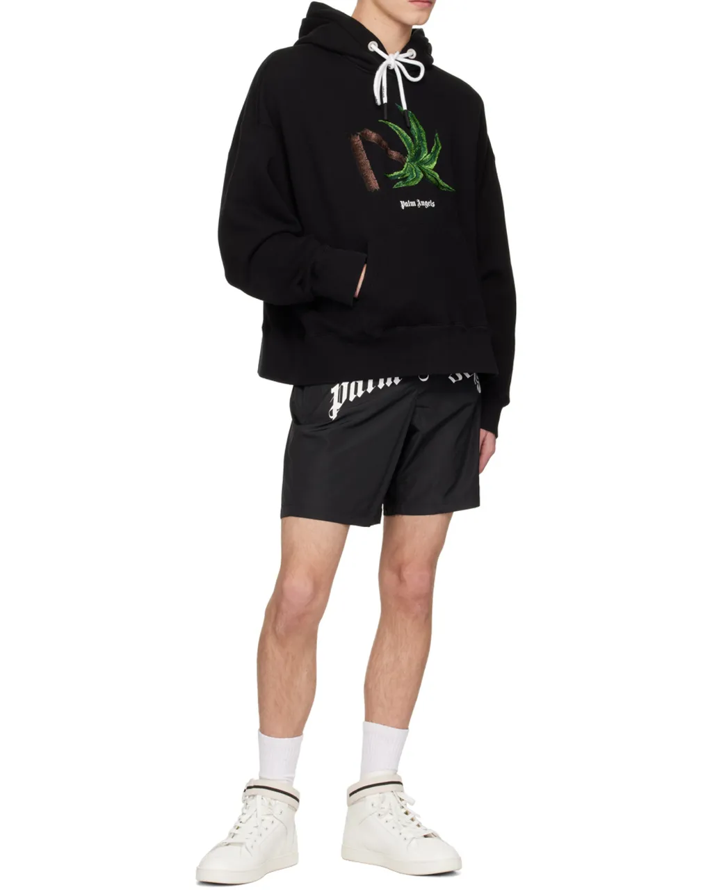 Palm Angels Palm Embroidered Drawstring Hoodie