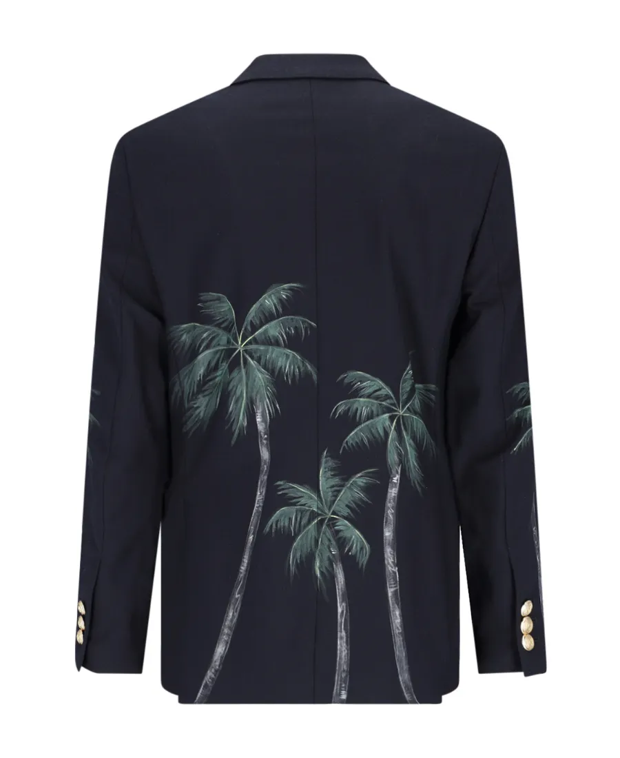 Palm Angels Palm Tree Printed Double Breasted Jacket