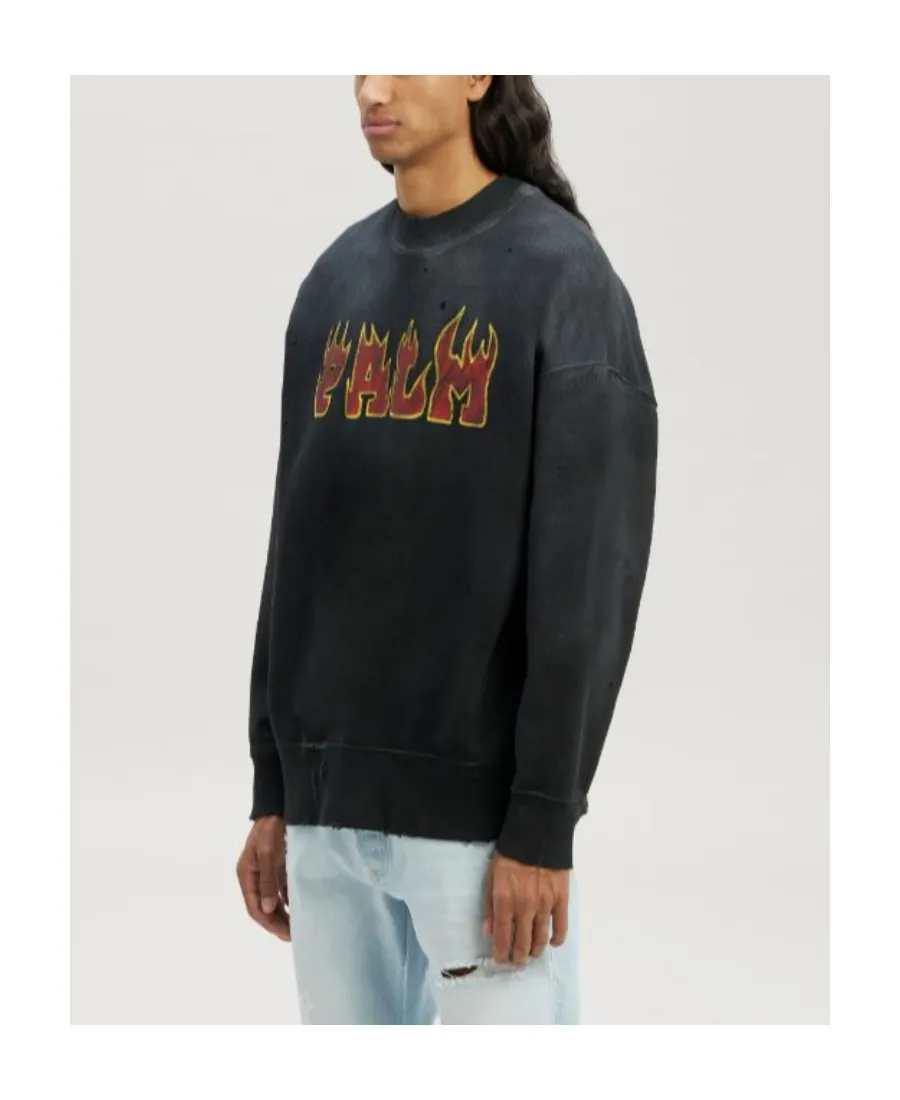 Logo Flames Cotton Sweatshirt