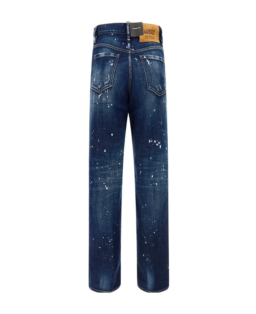 Dsquared2 Logo Patch Straight-Leg Distressed Jeans