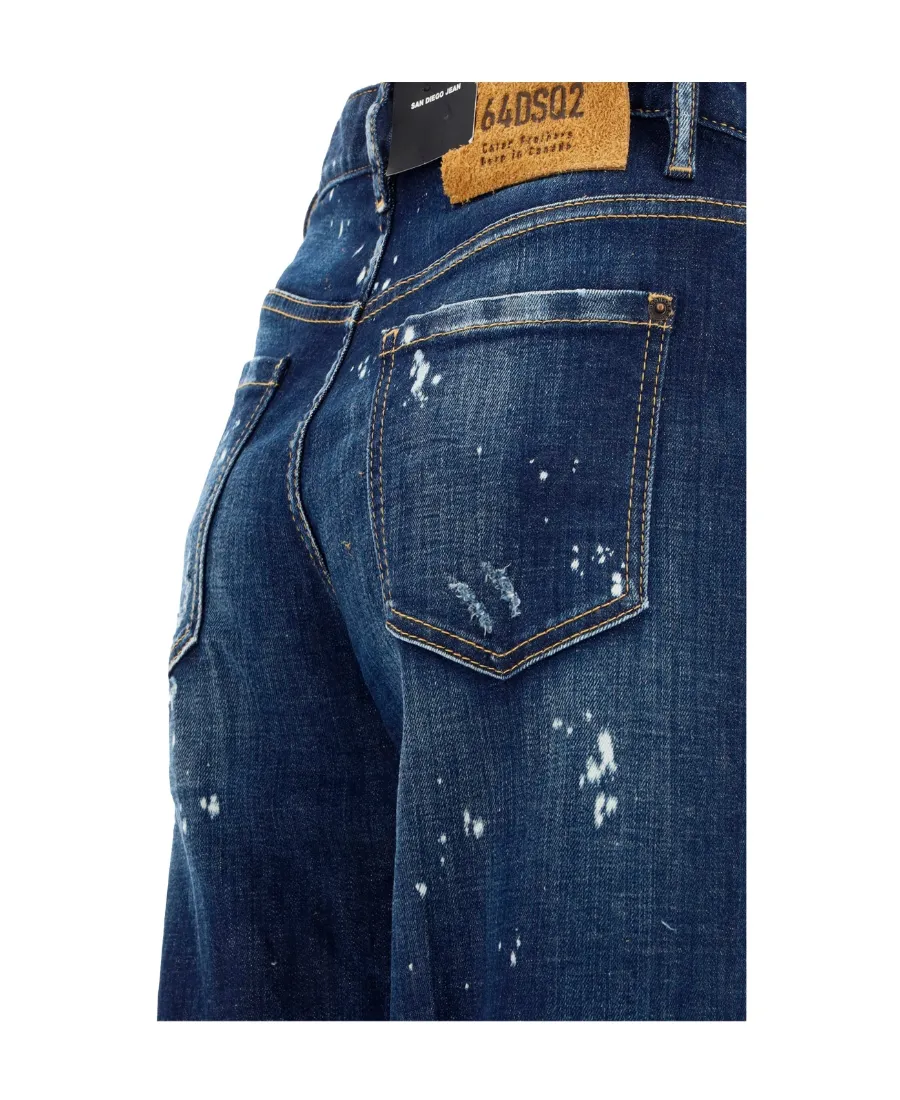 Dsquared2 Logo Patch Straight-Leg Distressed Jeans