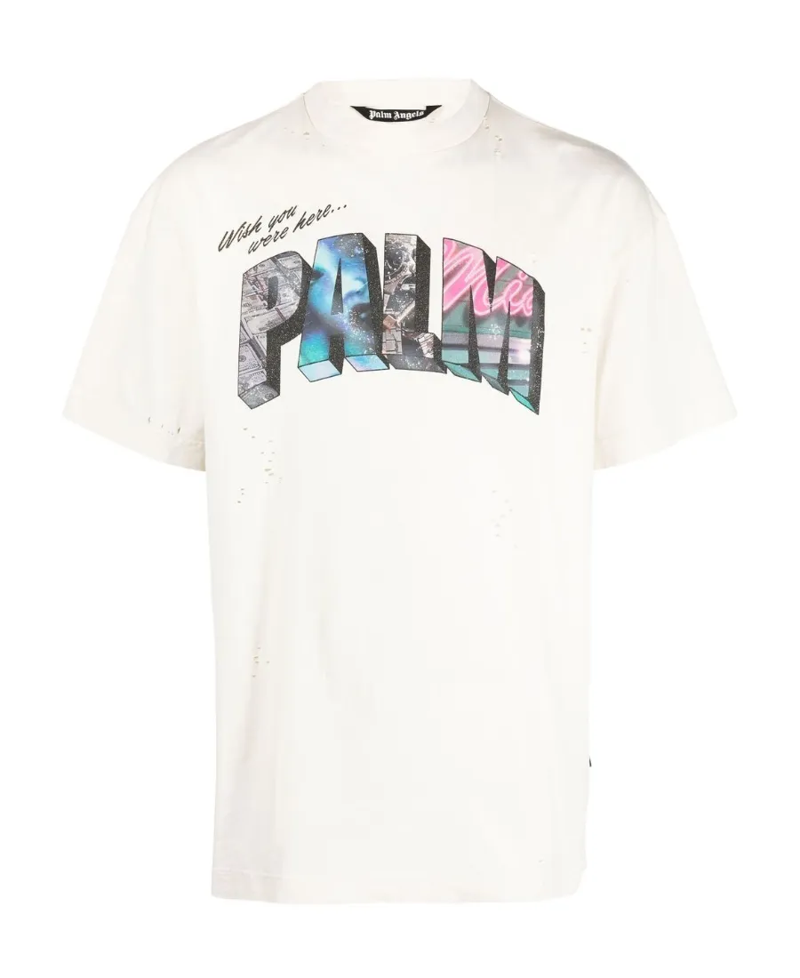 Palm Angels Logo Printed Crewneck T-Shirt