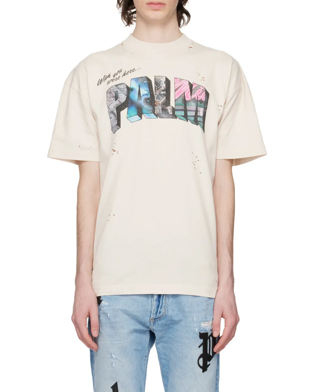 Palm Angels Logo Printed Crewneck T-Shirt
