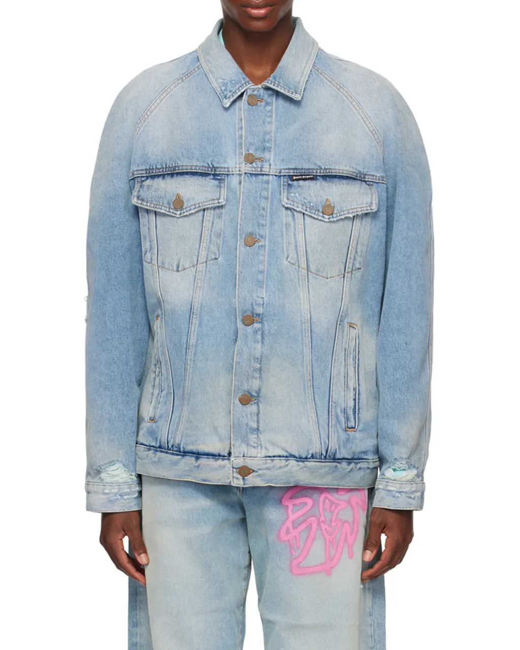 Palm Angels Distressed Logo Patch Jacket