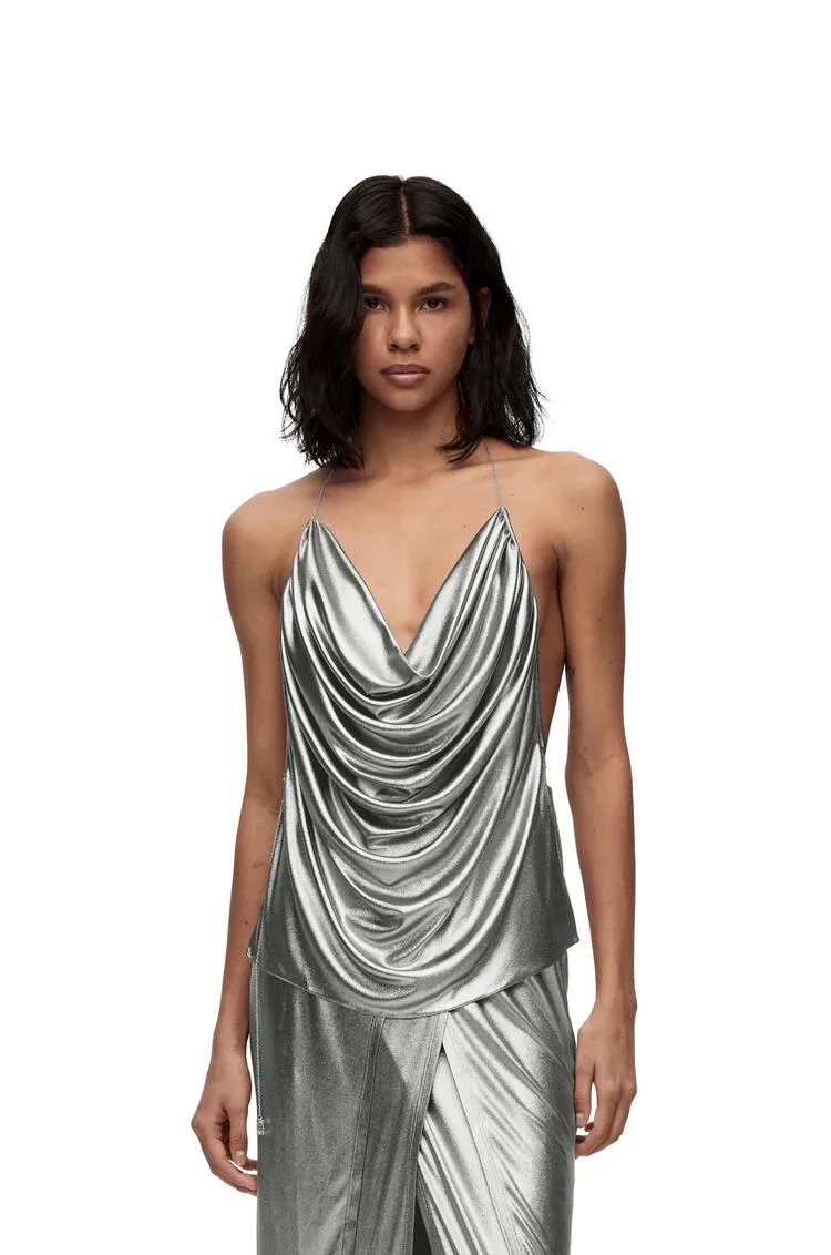 Draped Top In Laminated Jersey