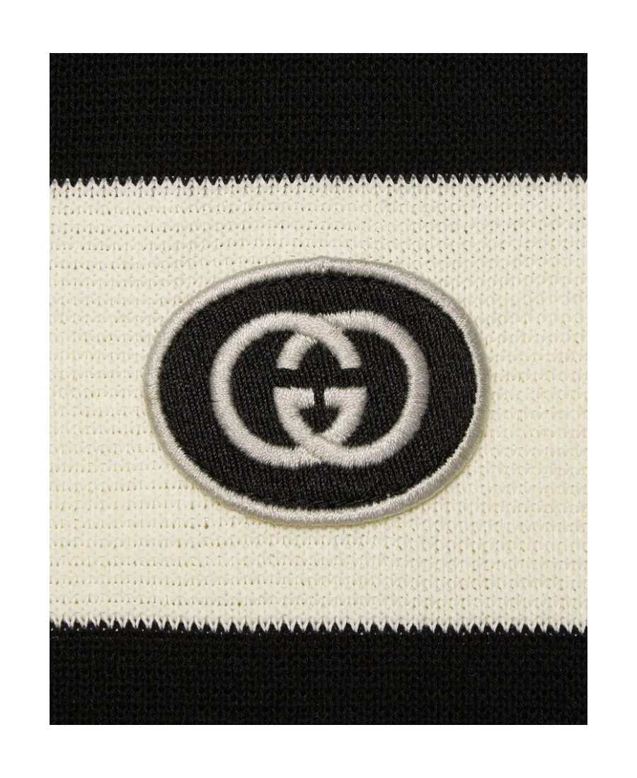 Gucci Logo Patch Striped Polo Shirt