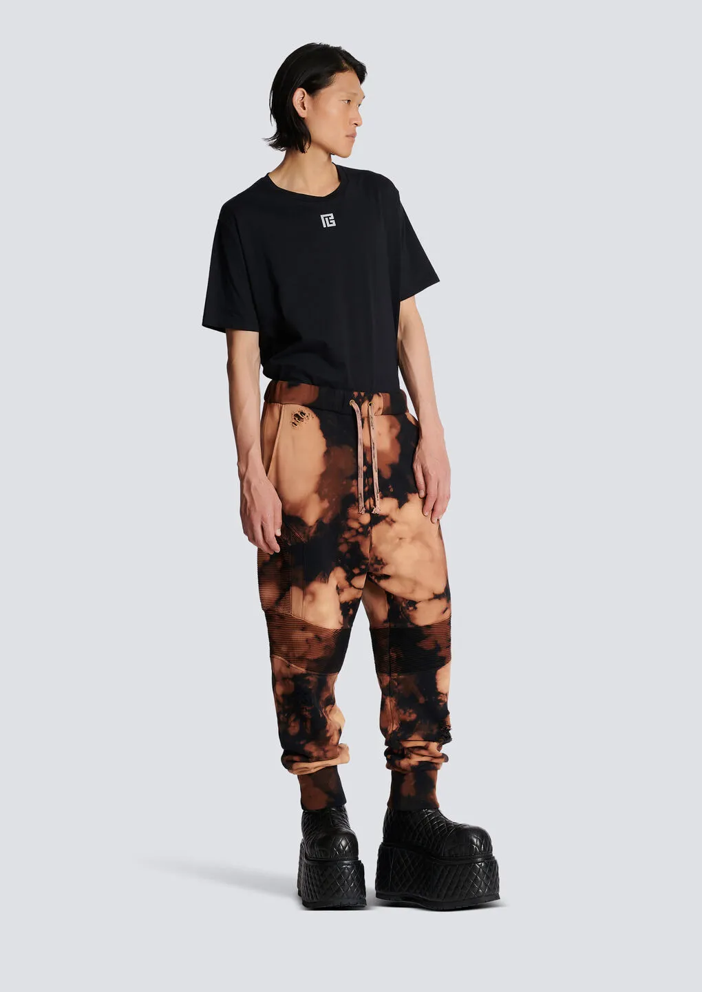 Cotton Jogging Bottoms With Burnt Print