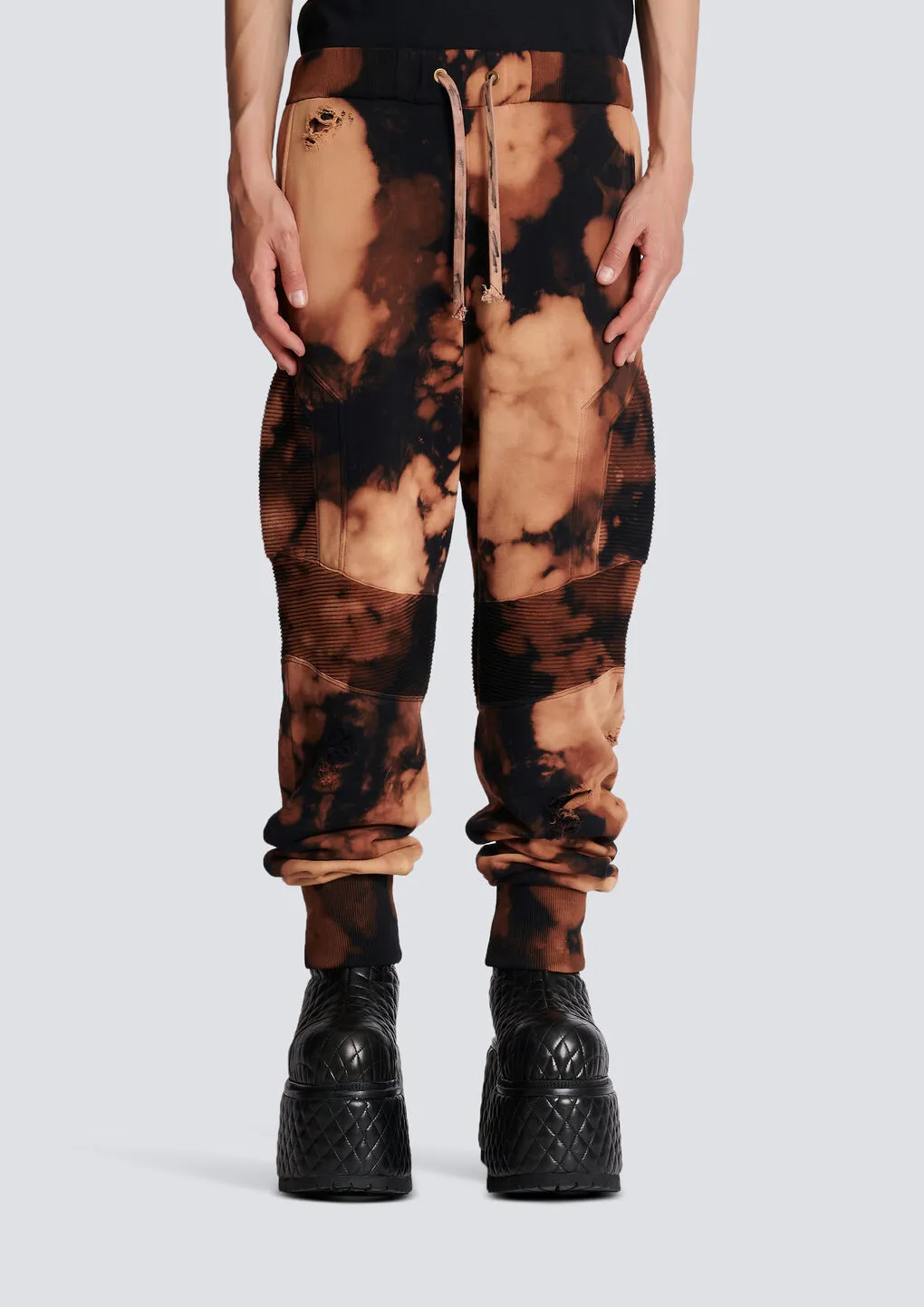 Cotton Jogging Bottoms With Burnt Print