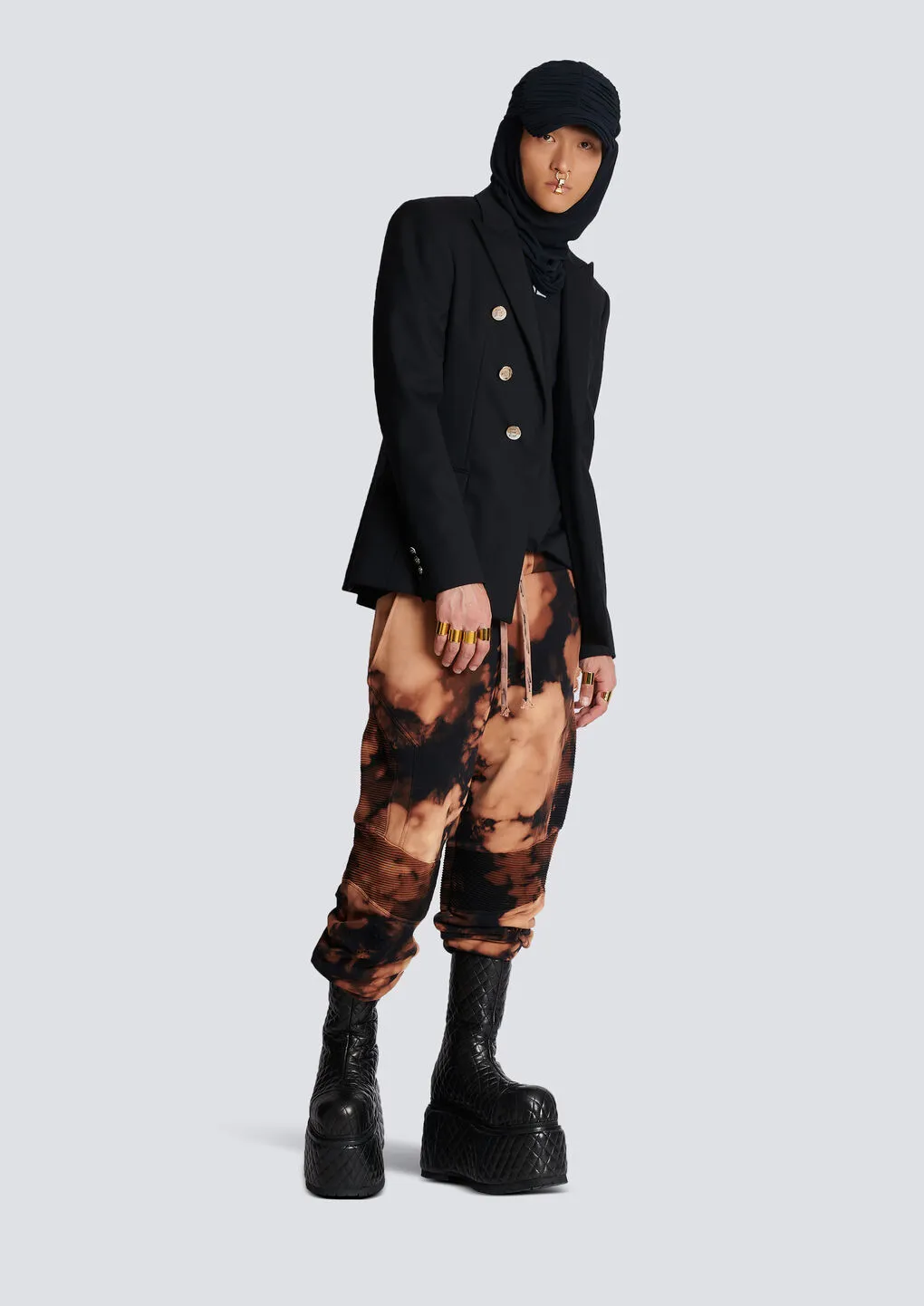 Cotton Jogging Bottoms With Burnt Print