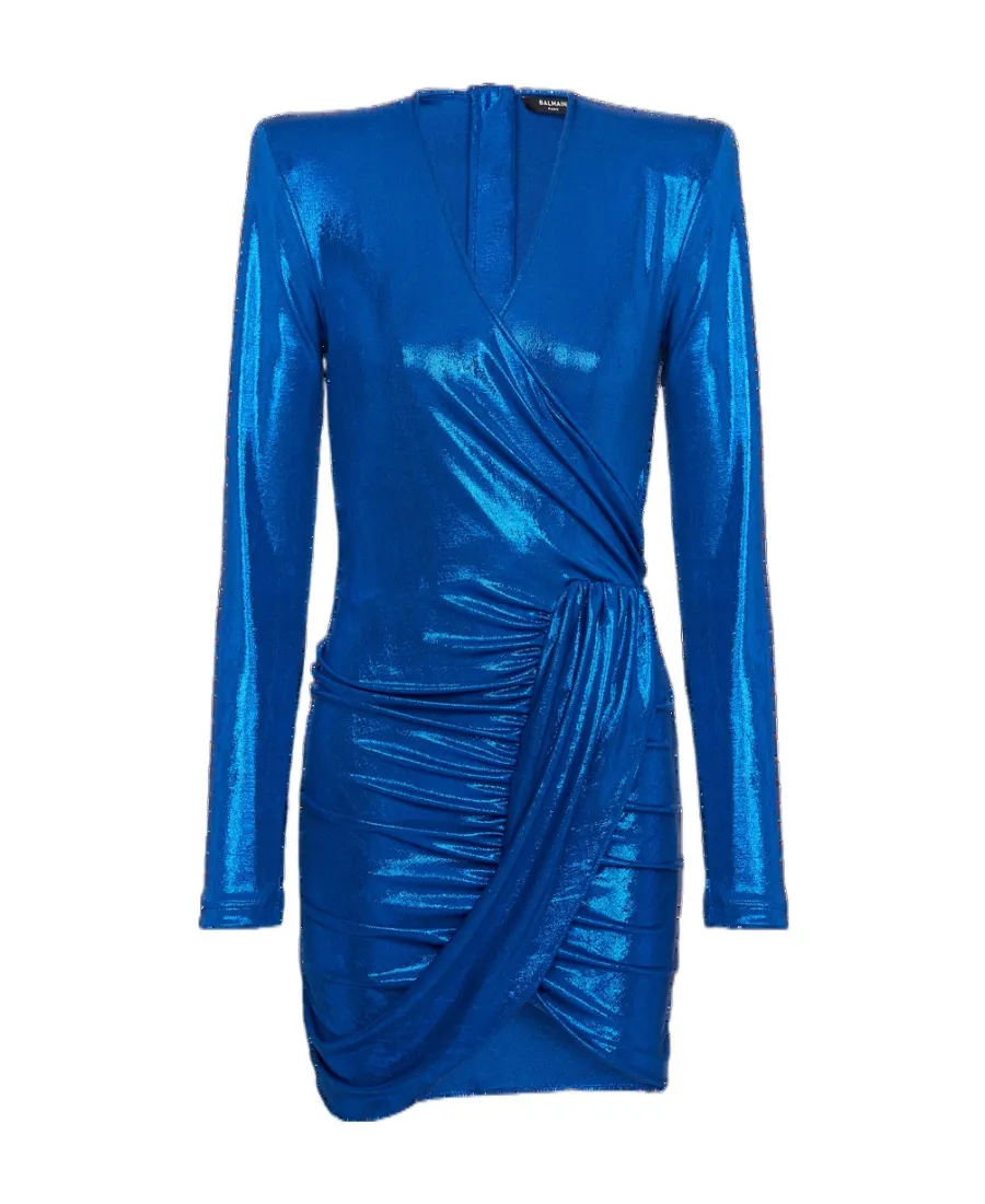 Draped Jersey Lamé Dress