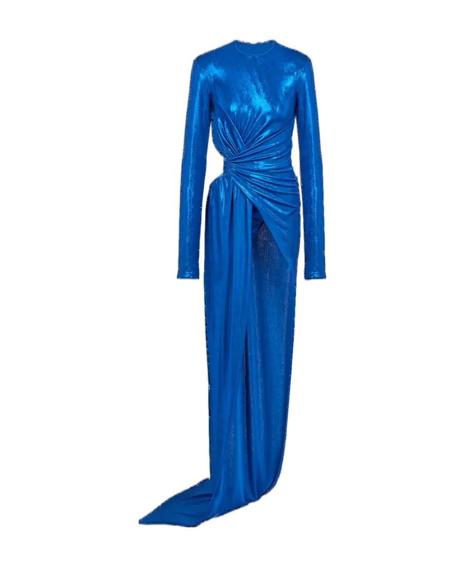 Draped Jersey Lamé Dress