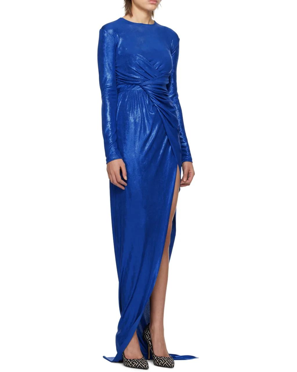 Draped Jersey Lamé Dress