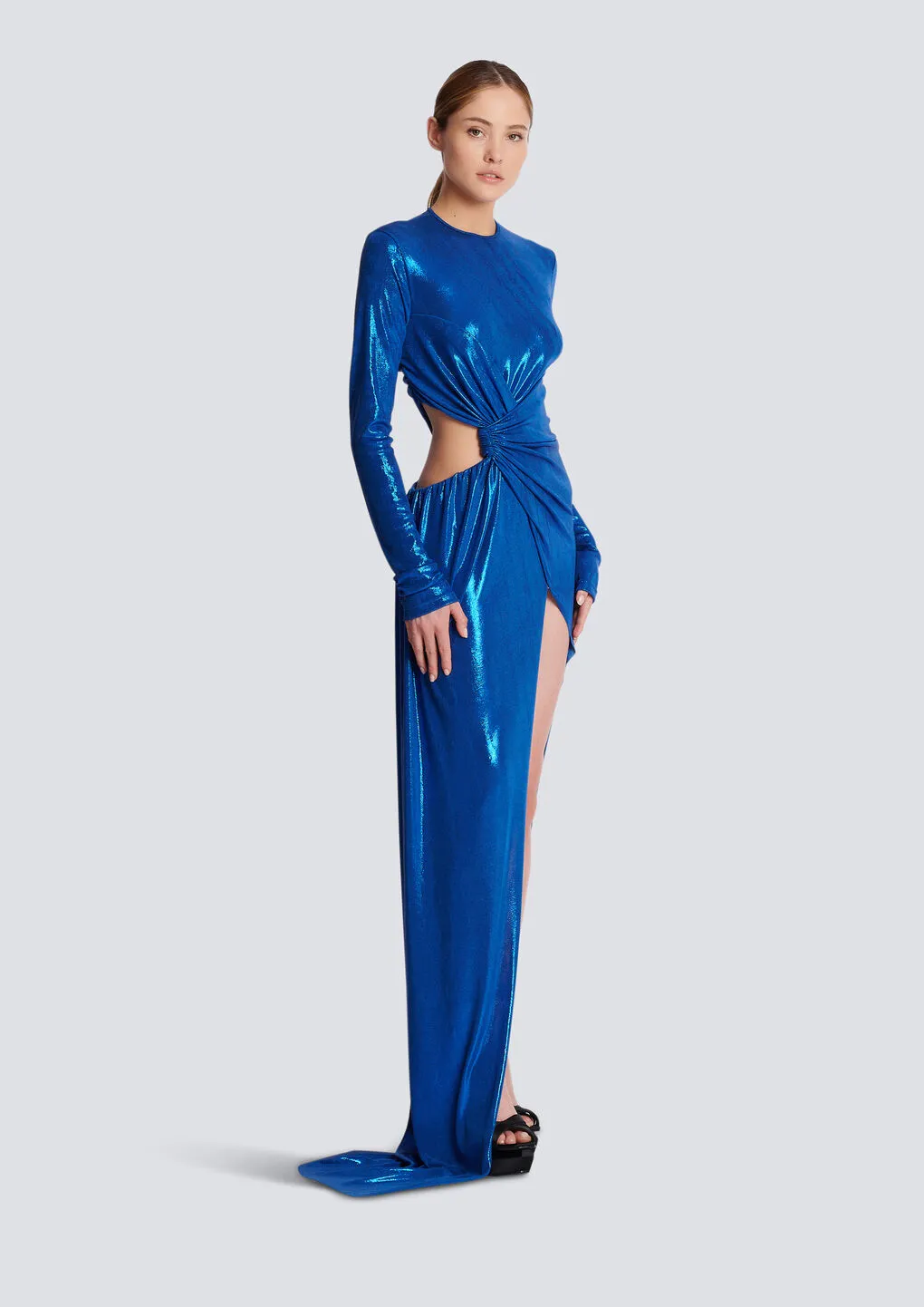 Draped Jersey Lamé Dress