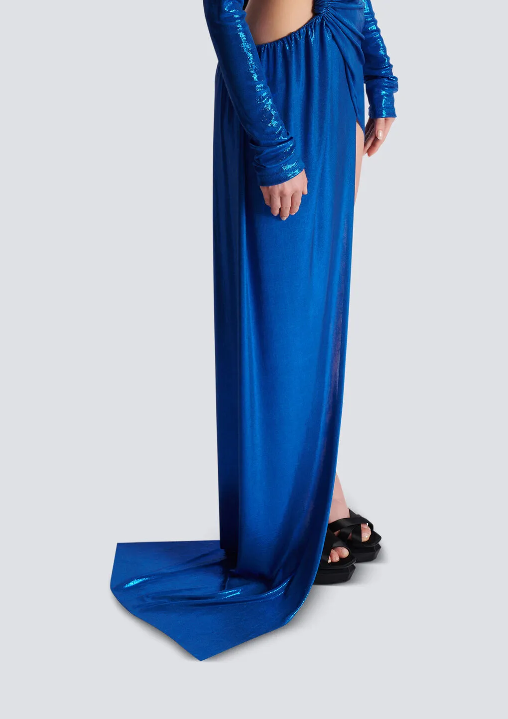 Draped Jersey Lamé Dress