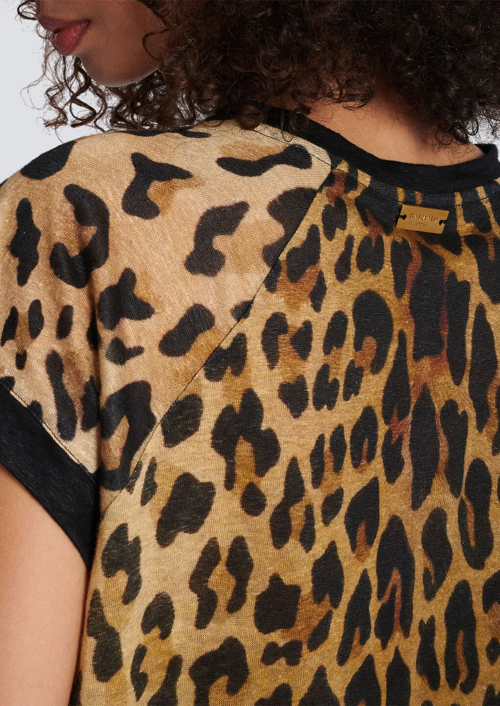 Balmain Leopard-Printed Crewneck Cropped T-Shirt
