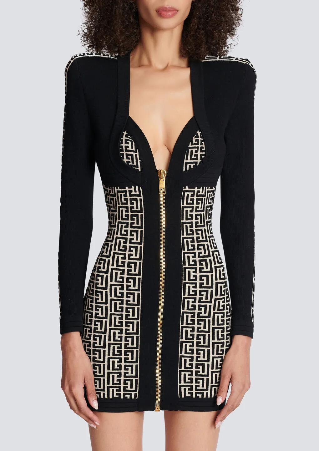 Balmain Monogrammed Bodycon Knitted Dress