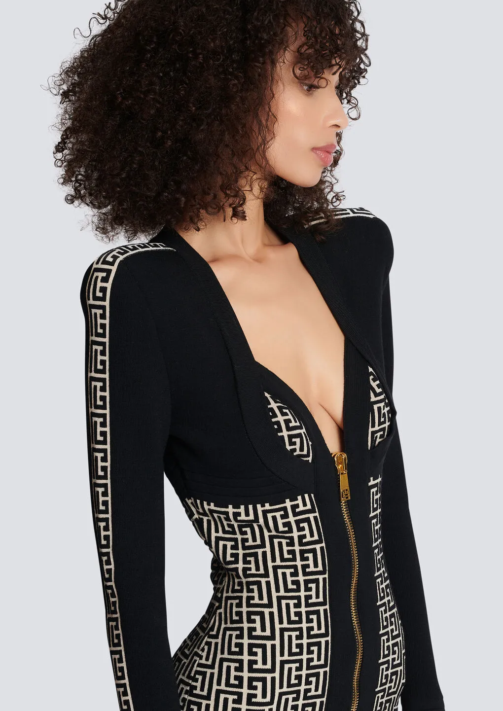 Balmain Monogrammed Bodycon Knitted Dress