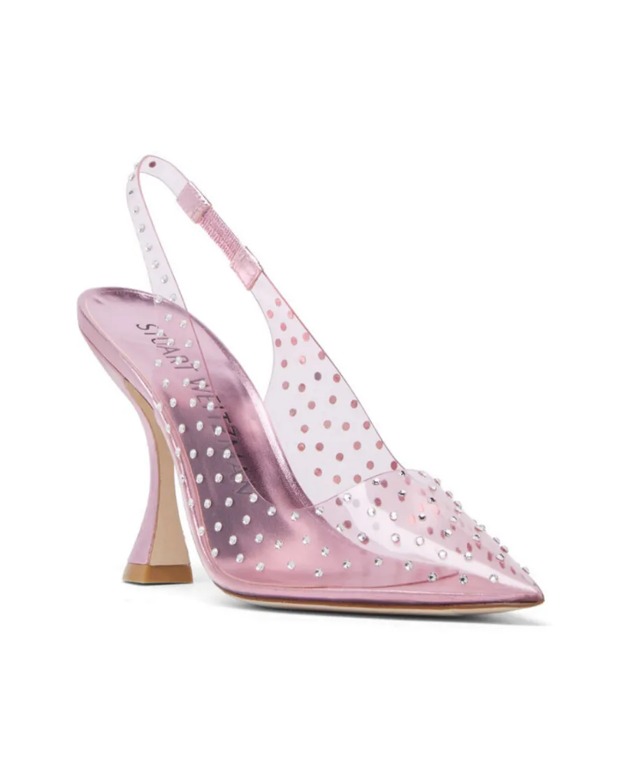 Crystal-Embellished Transparent Pumps