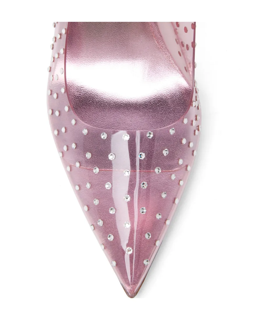 Crystal-Embellished Transparent Pumps