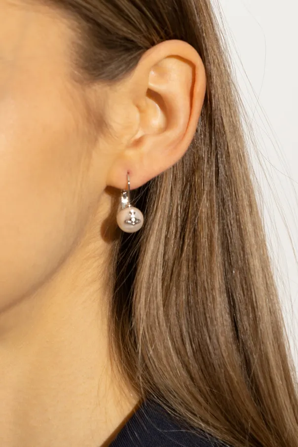 Logo-Embossed Pearl Earring