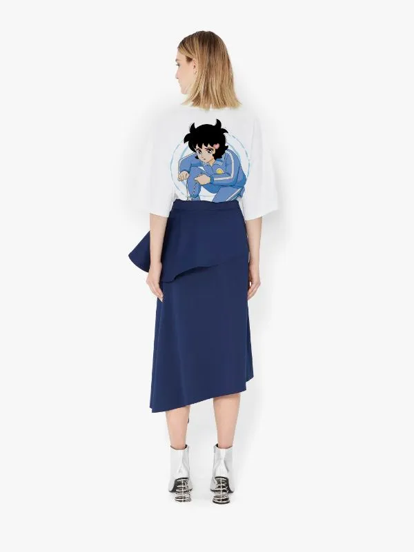 Peplum-Waist Asymmetric Skirt