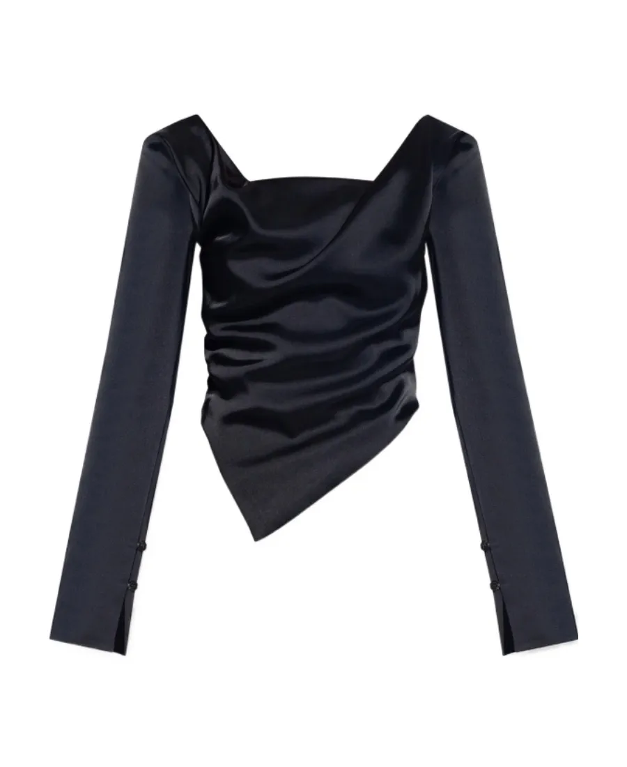 Bintou Draped Asymmetric-Hem Top