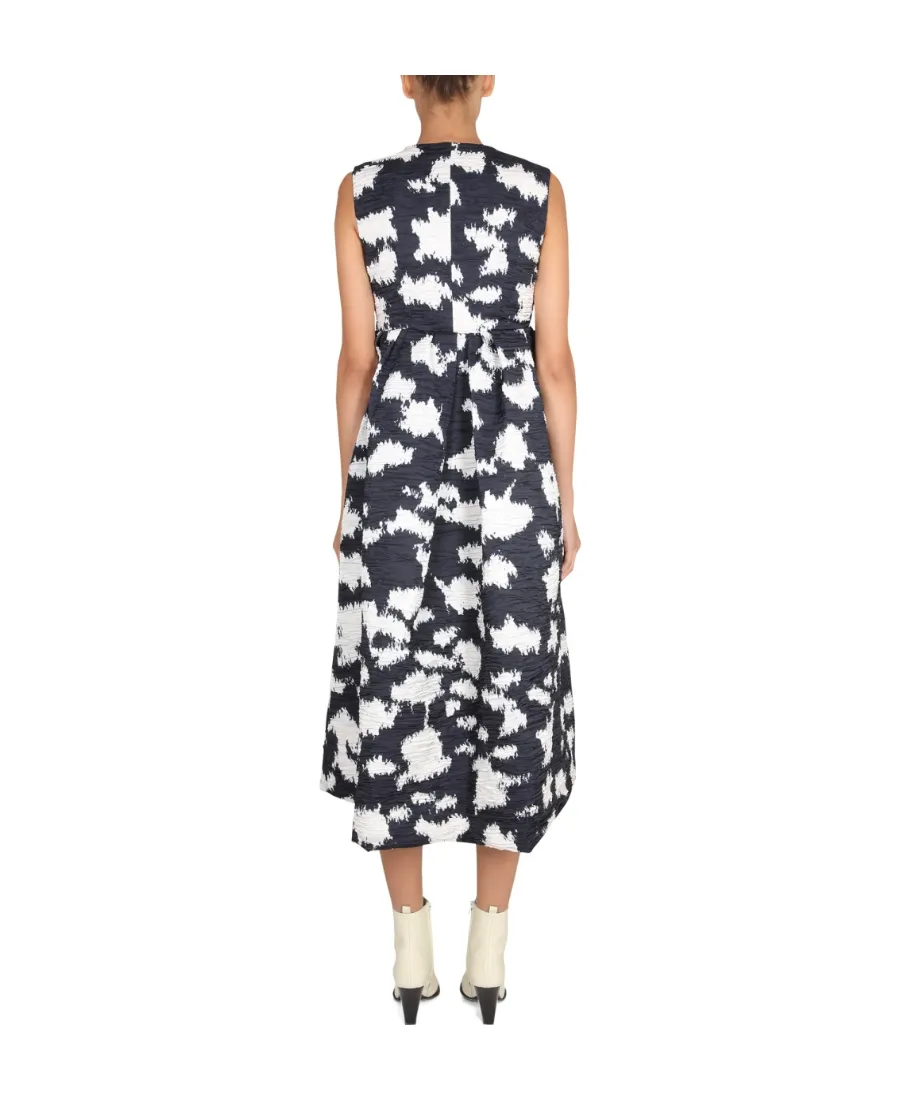 Logo Deep V-Neck Dress