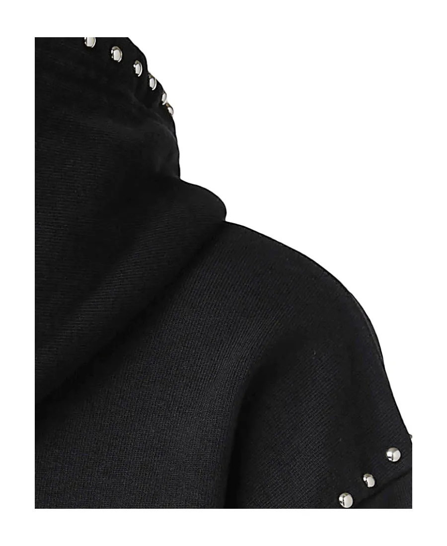 Stud-Embellished Cotton Hoodie