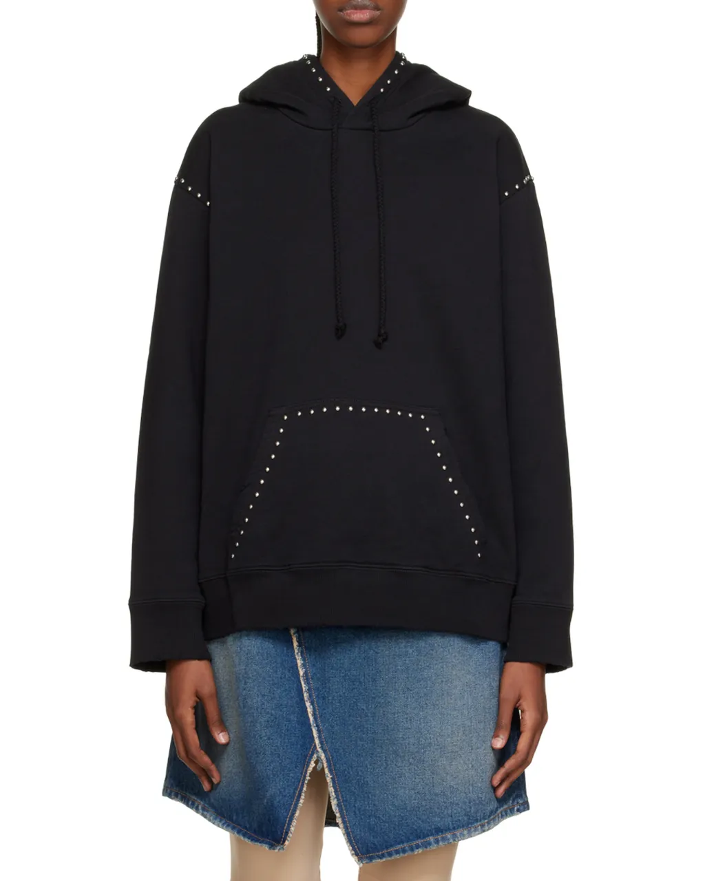Stud-Embellished Cotton Hoodie