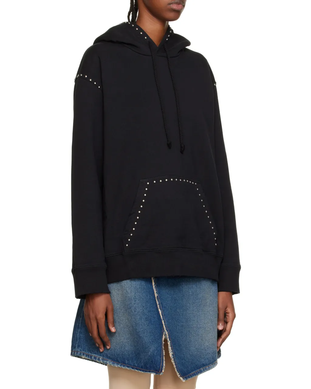 Stud-Embellished Cotton Hoodie
