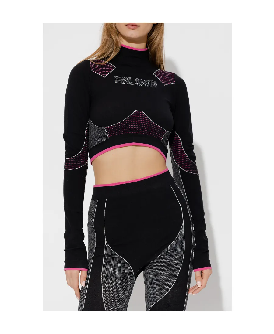 Balmain High Neck Seamless Cropped Top