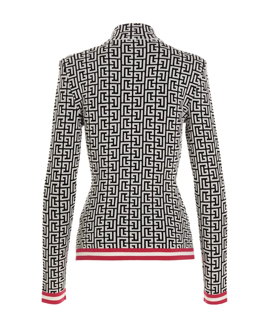 Monogram-Print Roll-Neck Jumper