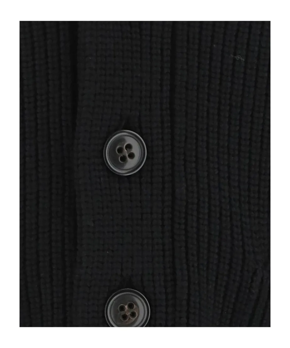 Shawl-Lapel Ribbed-Knit Cardigan