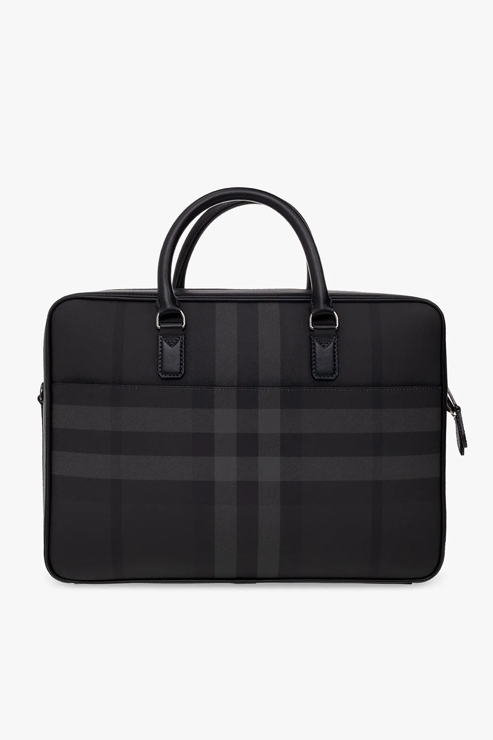 Burberry Check Pattern Logo Plaque Briefcase
