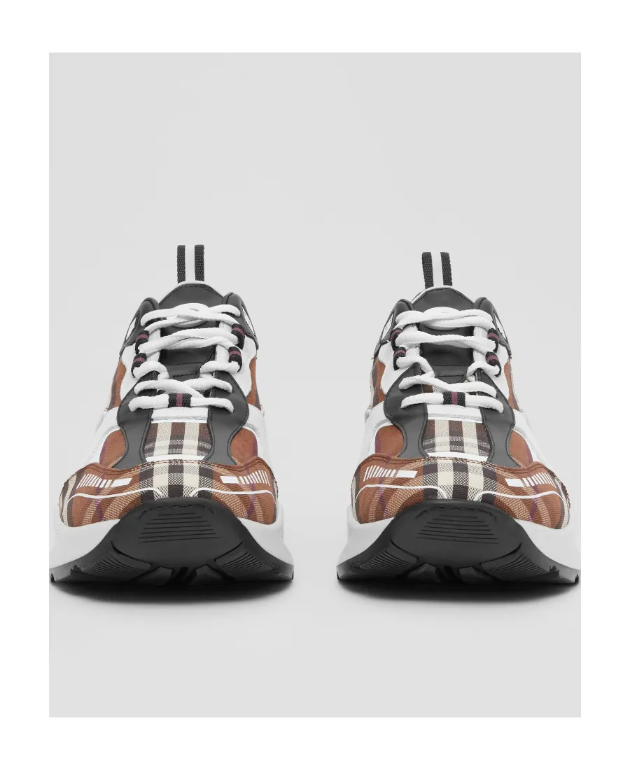 Burberry Check Pattern Lace-Up Sneakers