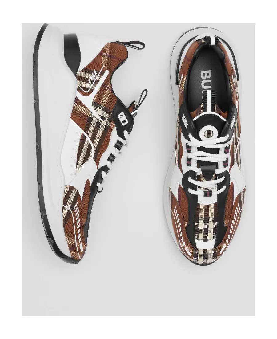 Burberry Check Pattern Lace-Up Sneakers