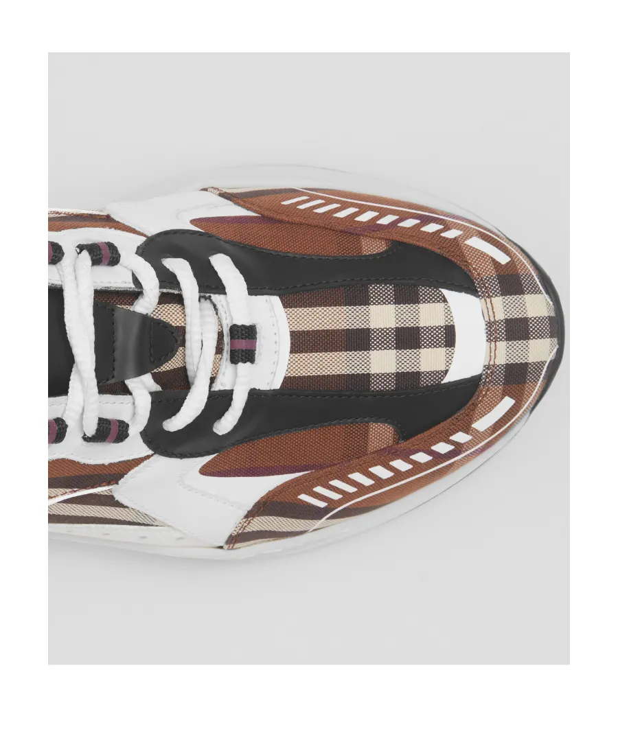 Burberry Check Pattern Lace-Up Sneakers