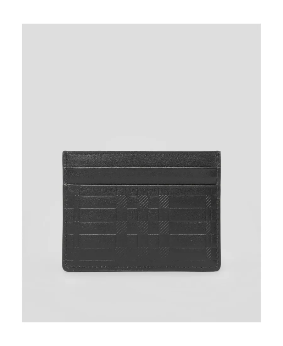 Embossed Check Leather Cardholder
