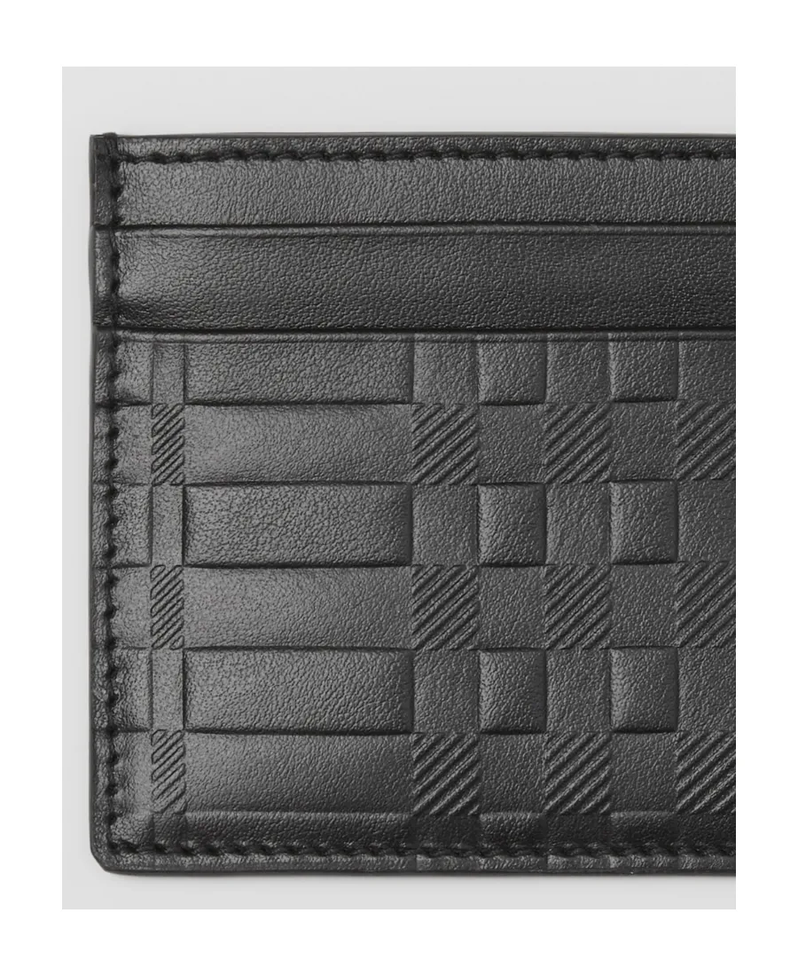 Embossed Check Leather Cardholder