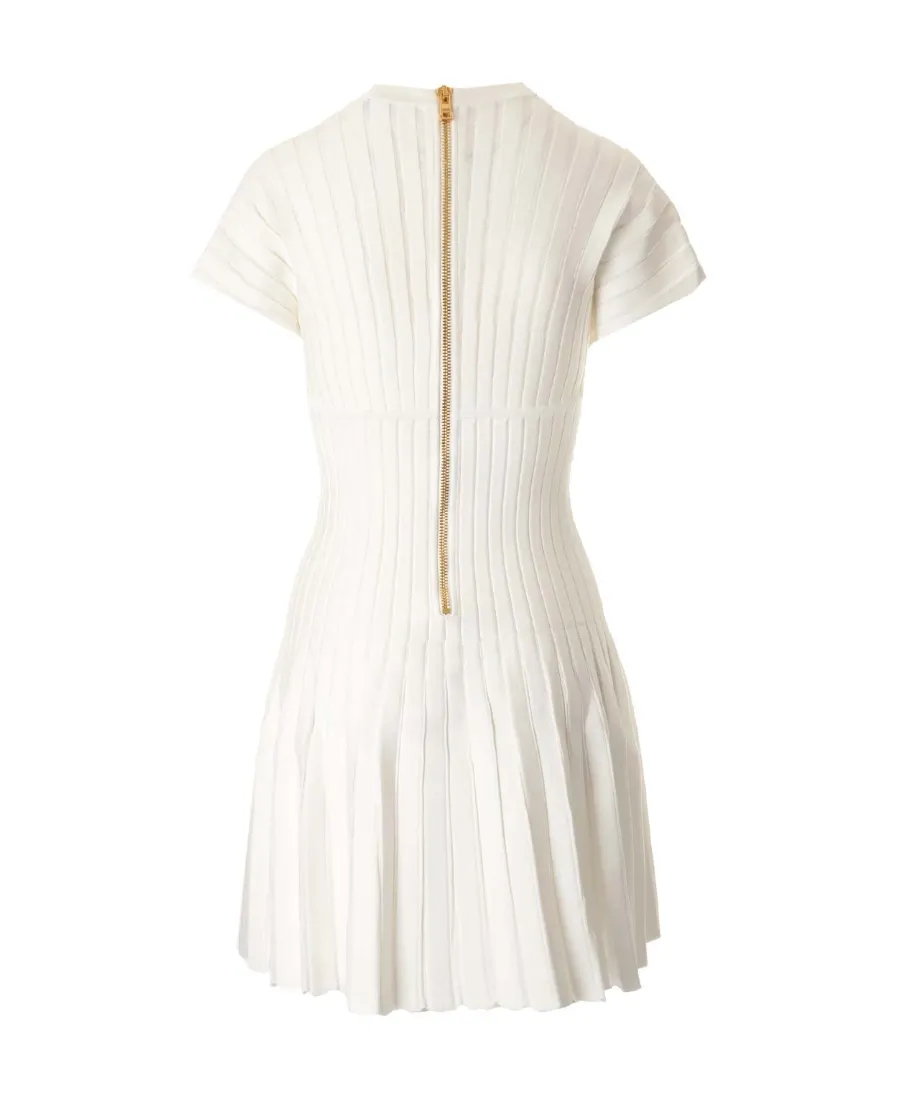 Pleated Mesh Mini Dress