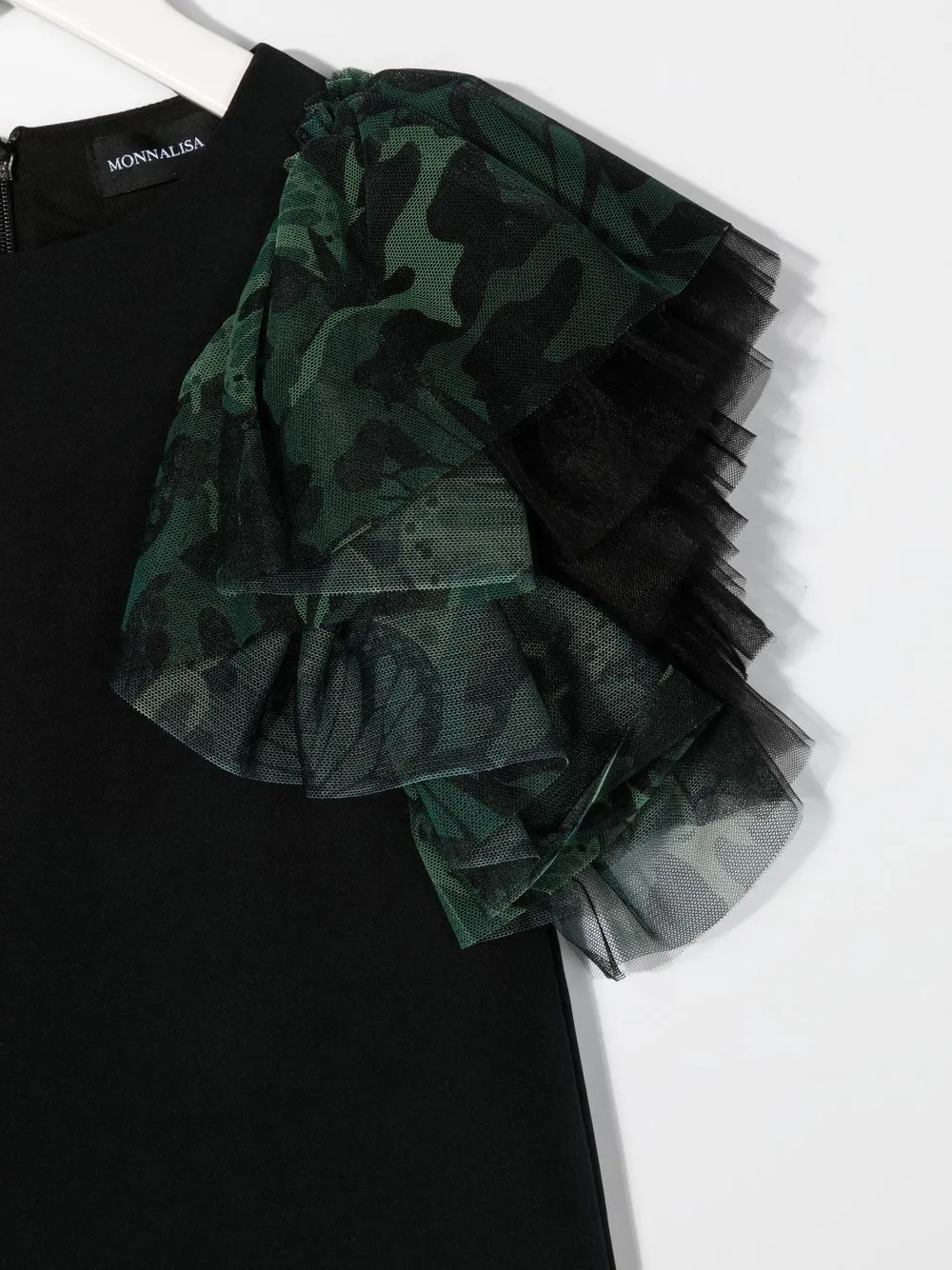Contrasting Ruffled-Detailing Sleeve Dress