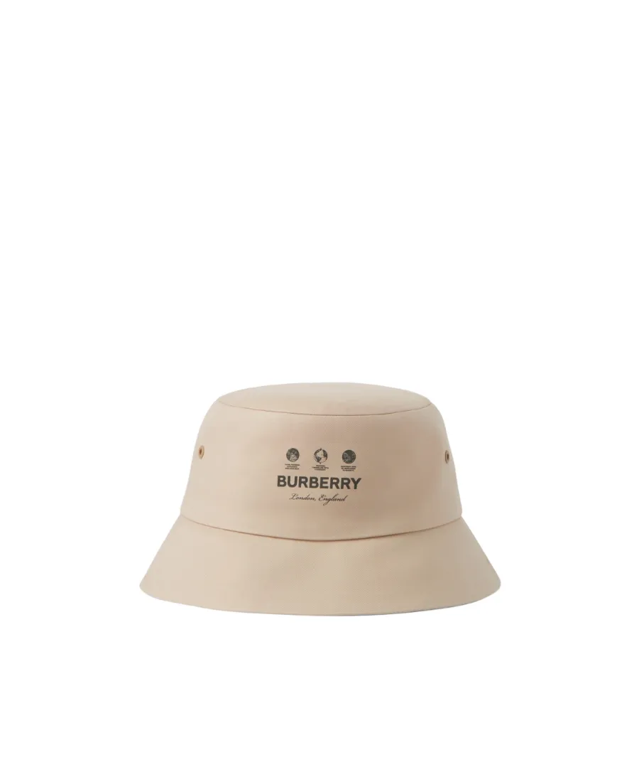 Burberry Logo Printed Wide Brim Bucket Hat