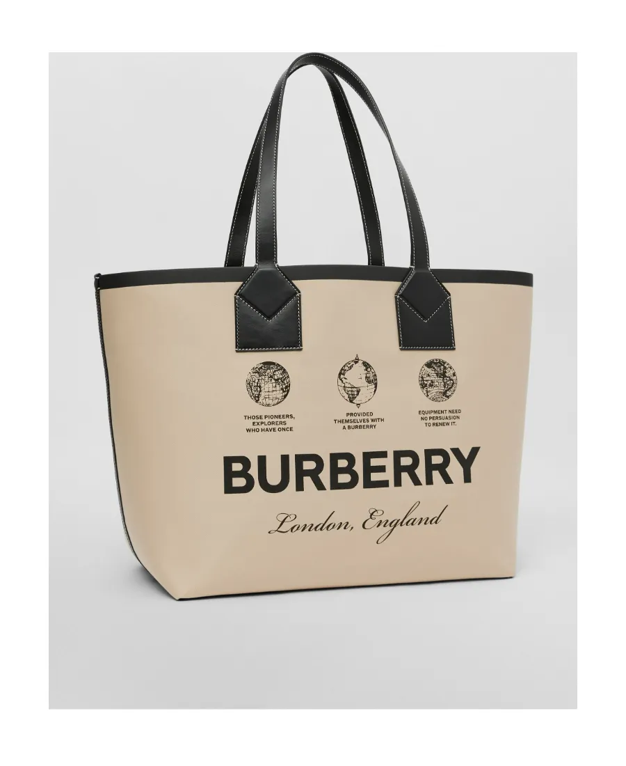 Burberry Logo Printed Large London Tote Bag