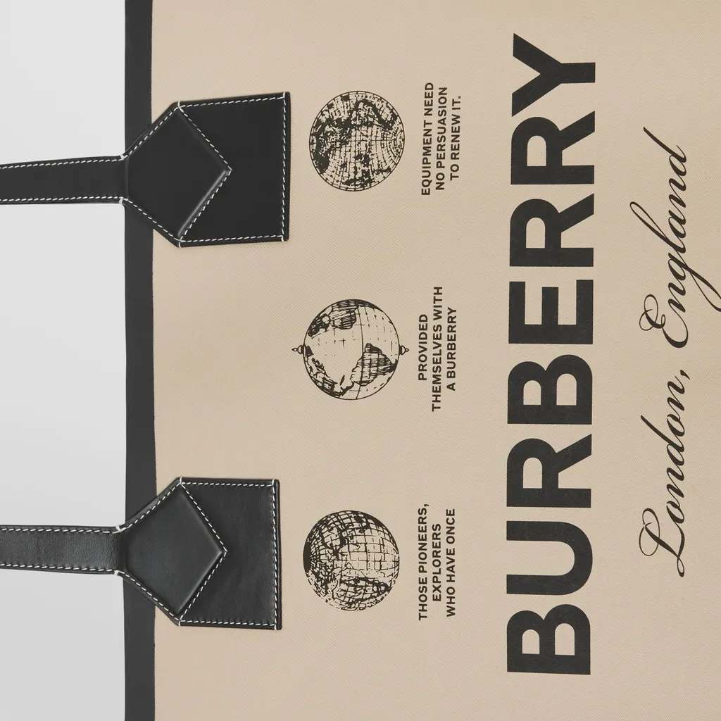 Burberry Logo Printed Large London Tote Bag