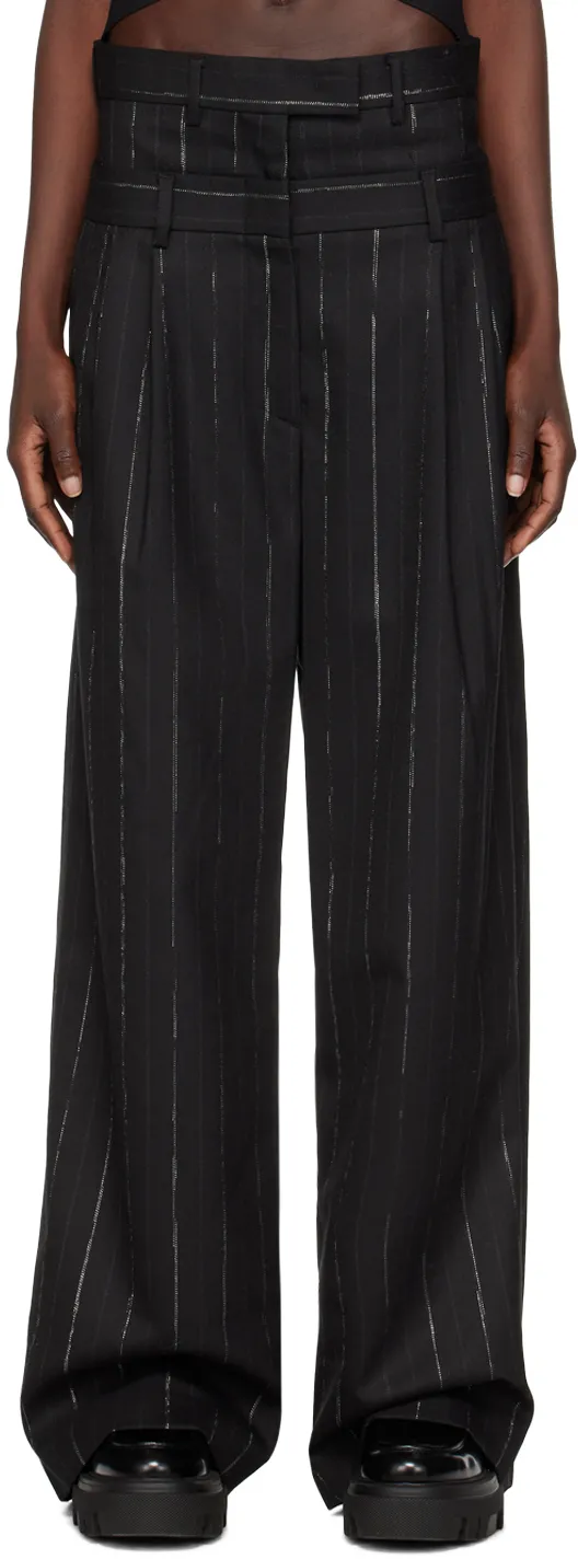 Layered-Waistband Wide-Leg Trousers