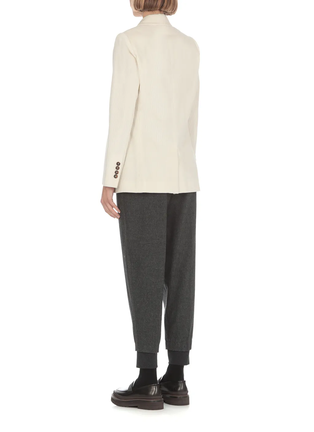 Ribbed Single-Breasted Blazer