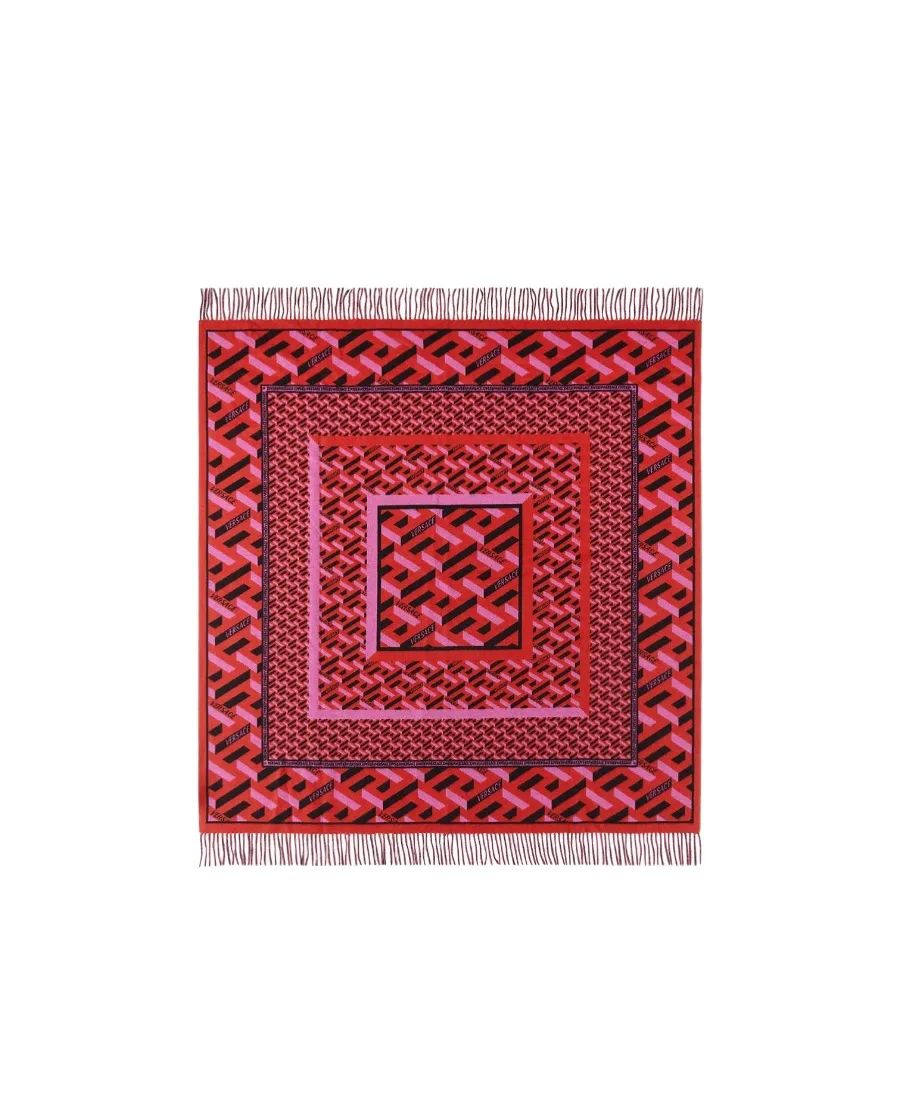 La Greca-Print Knitted Blanket